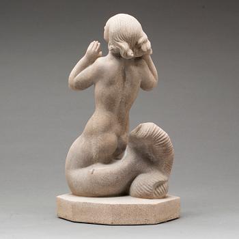 SKULPTUR, nexö sten, Just Andersen, stämpelsignerad.