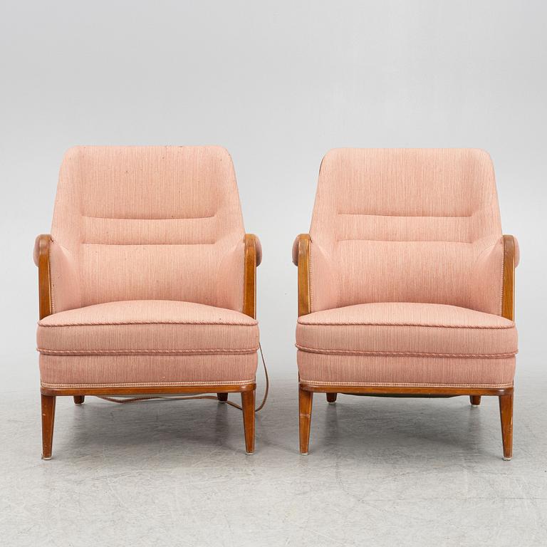 A pair of armchairs, mid 20th Century.