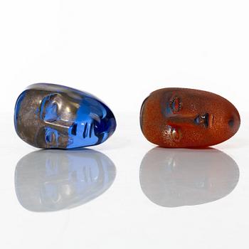 Bertil Vallien, sculptures, 2 pcs, Kosta Boda.