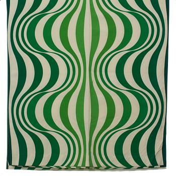 Verner Panton · GARDINLÄNGDER, 2 st samt PROVBIT, bomullskretong, Verner Panton för Mira-X. 1970-tal.