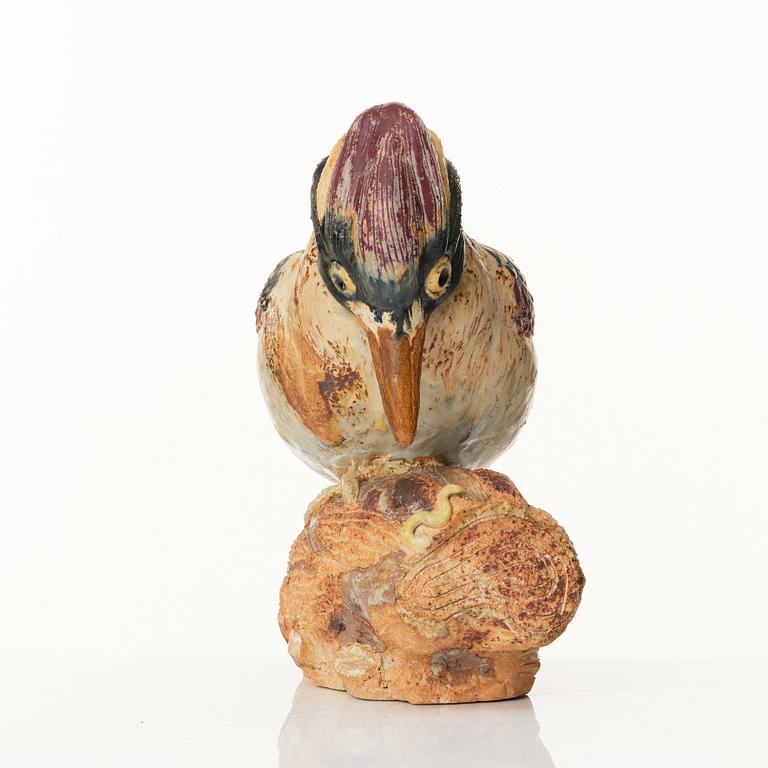 Tyra Lundgren, a stoneware sculpture of a woodpecker, Gustavsberg Sweden, 1940s.