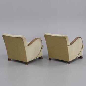 FÅTÖLJER, ett par, art deco, 1900-talets andra kvartal.