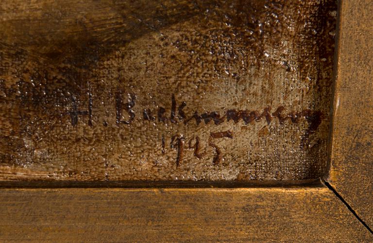 Hugo Backmansson, Konstnären arbetar.