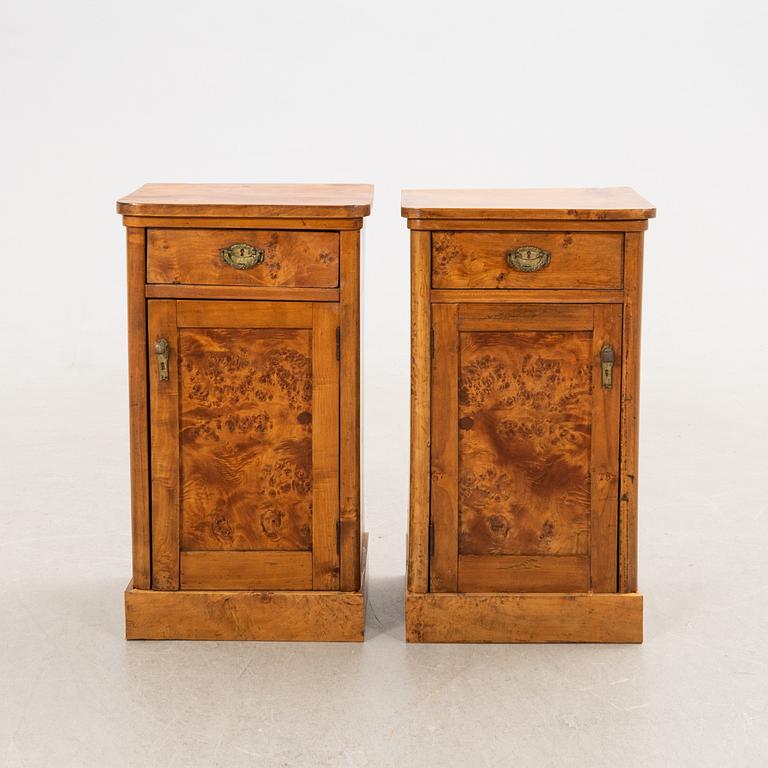 Bedside tables, a pair, first half of the 20th century.