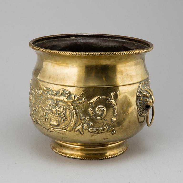 An 18th/19th century brass flower pot.