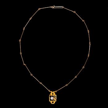 A PENDANT, 14K gold, cultured pearl. Björn Weckström, Lapponia 1968.