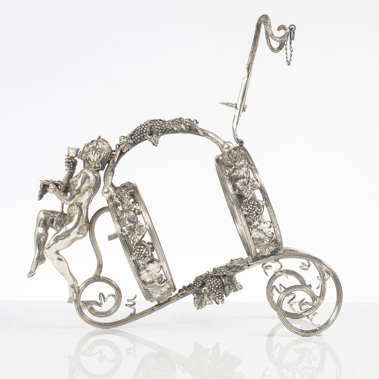 Flaskhållare, nysilver, saknar stämplar, 1900-tal.