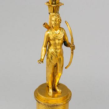 KANDELABRAR, för två ljus, ett par, Frankrike, 1800-talets början, empire.