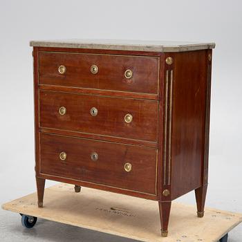 A chest of drawers, Gustavian style, first half of the 20th century with an older top.