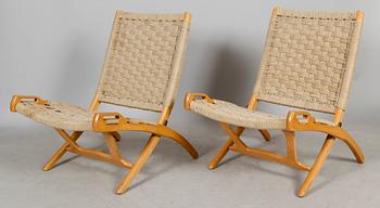 FÄLLSTOLAR, 1 par, efter Hans J Wegner " Folding Chair", 1900-talets andra hälft.