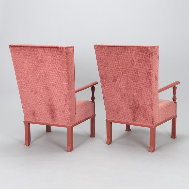 Evert Toivonen, fåtöljer, ett par, tillverkare Möbelfabrik T. Karvanen, Kuopio Finland 1930-tal.