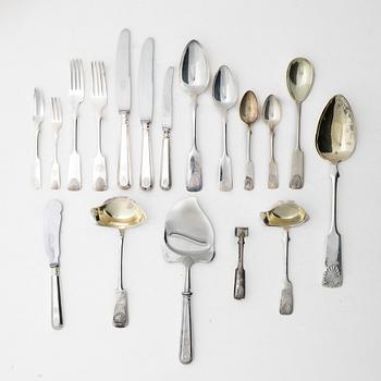 A Finnish silver cutlery, 'Musslan', including with mark of Kultakeskus Oy, Hämeenlinna 1960 (68 pieces).