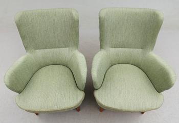 FÅTÖLJER, 1 par, "Stora Furulid", Carl Malmsten.