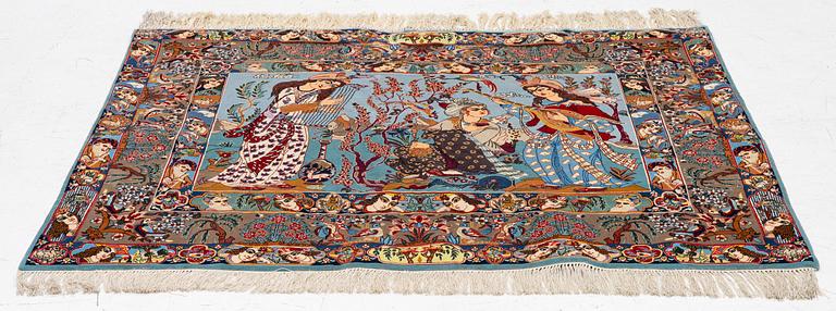 An Isfahan figural rug, c. 112 x 148 cm.