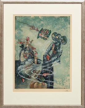 Roberto Matta, coloured etching, signed and Essai.