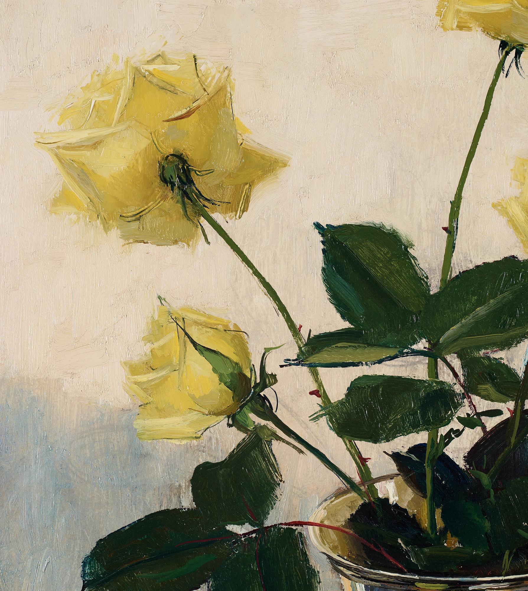 Olle Hjortzberg, Stillife with yellow roses.