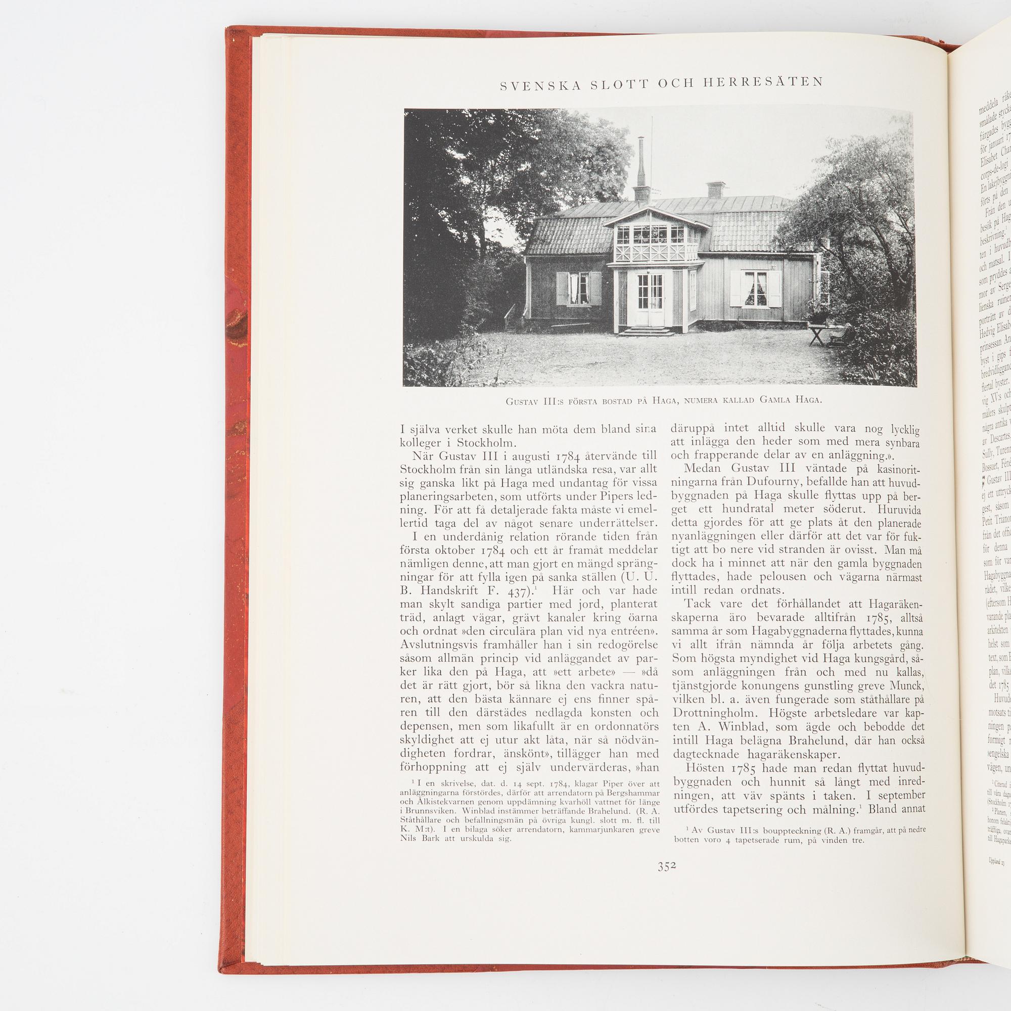 Bokverk, Svenska slott och herresäten, ny samling, 3 + 1 volymer, Natur och Kultur, Stockholm, 1932-1934.