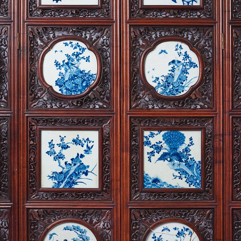 A Chinese six fold screen, Qing dynasty, 19th Century.