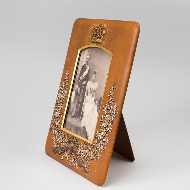 Royal wedding portrait depicting King Frederick VIII of Denmark and Louise of Sweden, 1869.