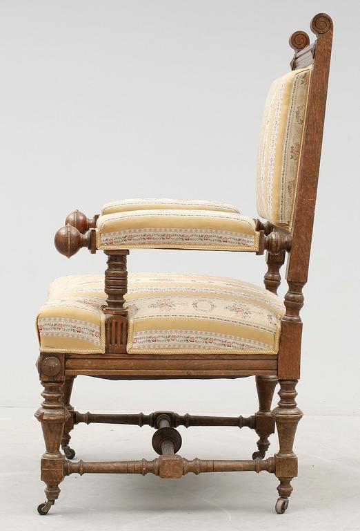 FÅTÖLJ, nyrenässans, 1800-talets slut.
