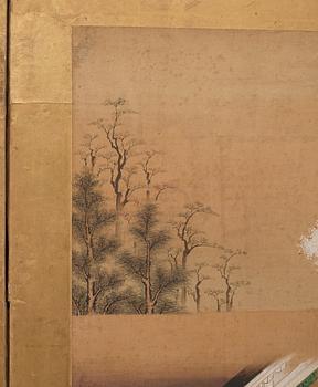 A Japanese six fold screen, Edo period (1603-1868).