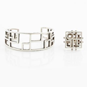 Claës E. Giertta, a ring and a bangle, silver, Stockholm 1961 and 1965.
