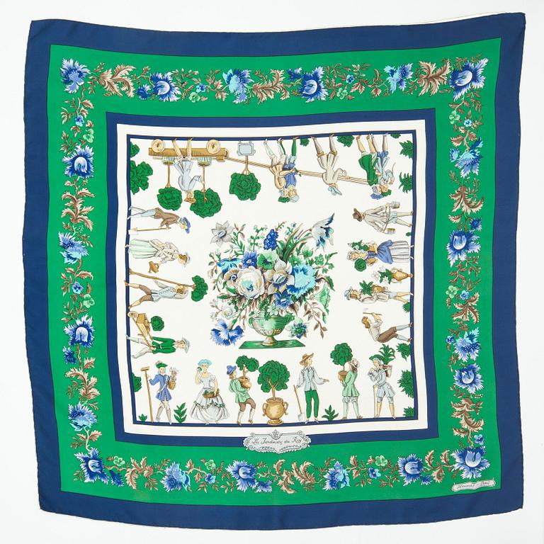 HERMÈS, a silk scarf, "Les Jardiniers du Roy".