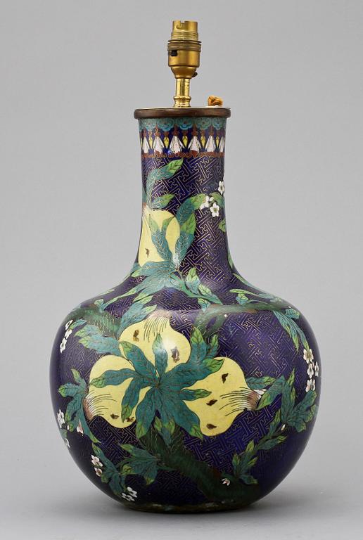 BORDSLAMPA, cloisonné, 1800/1900-tal.