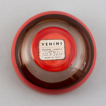 A glass bowl by Venini, Murano, Italy, numbered 115  9/10.