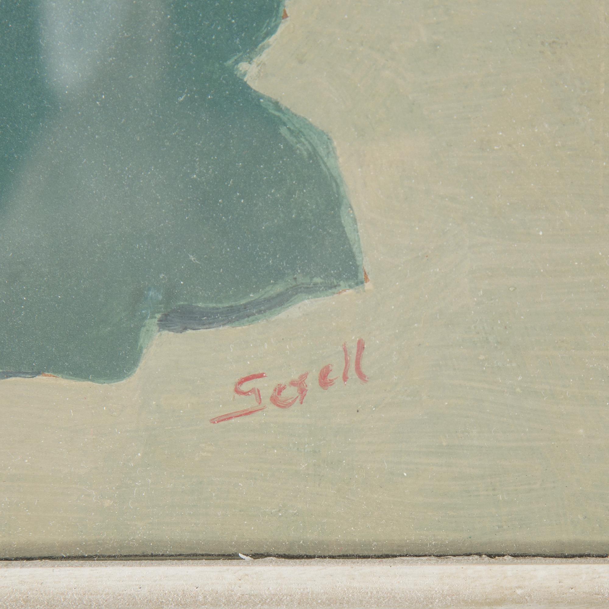 GRETA GERELL, gouache på pannå, signerad.