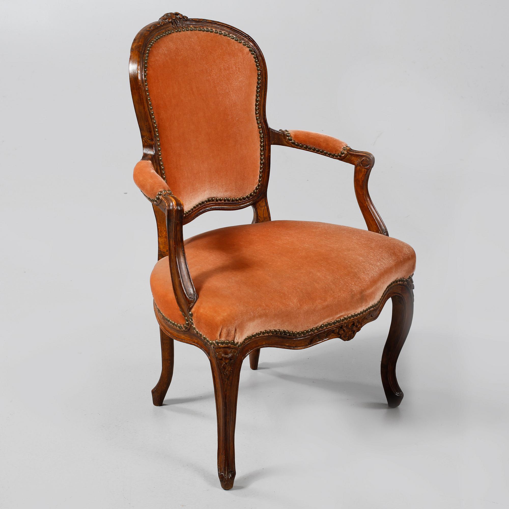 KARMSTOLAR, ett par, Louis XV-stil, 1800-talets andra hälft.