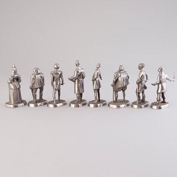 ALLAN EBELING, efter, skulpturer, 8 st, rostfritt stål, signerade i godset, precisionsgjuteriet Nyby bruk.