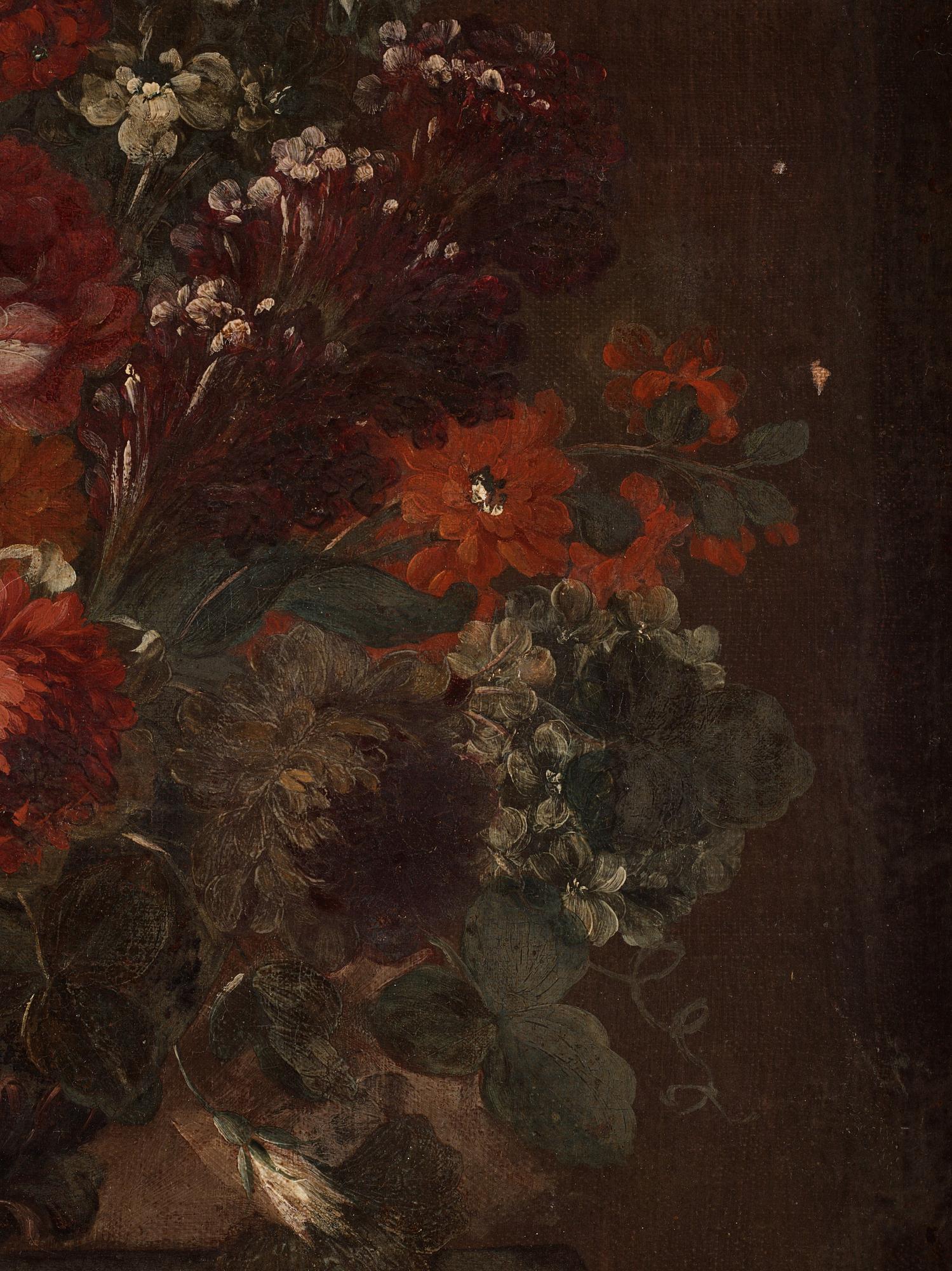 Abraham Mignon Hans krets, Blomsterstilleben på postament.