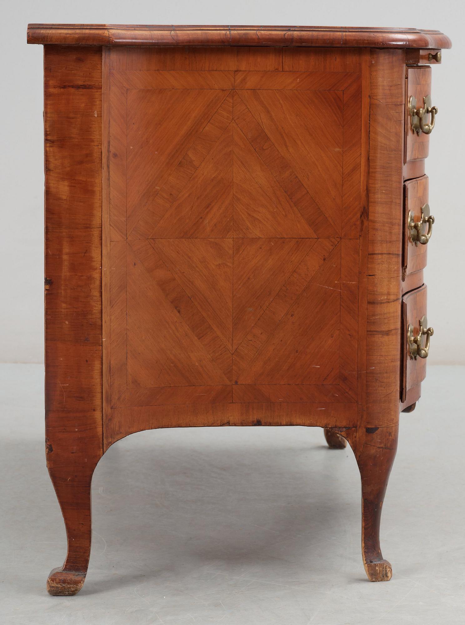 A Swedish late Baroque 18th Century commode, by J H Fürloh.