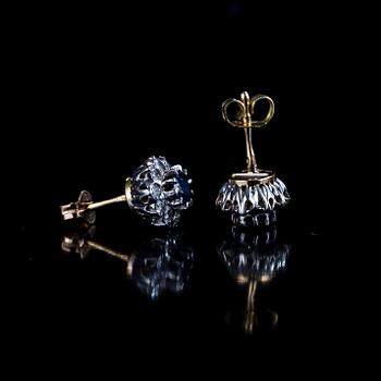 SMYCKESSET, guld 14K, safirer med briljantslipade diamanter.  Finska stämplar. Tot. vikt 6,3 g.