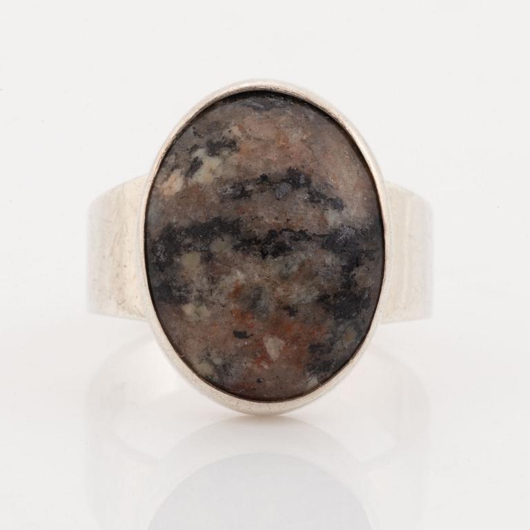 Niels Erik From, sterling silver and stone ring, Denmark.