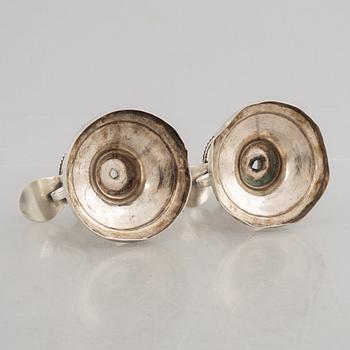 Gustaf Hamnqvist, ljusstakar, silver, Åmål 1794. Sengustavianska.