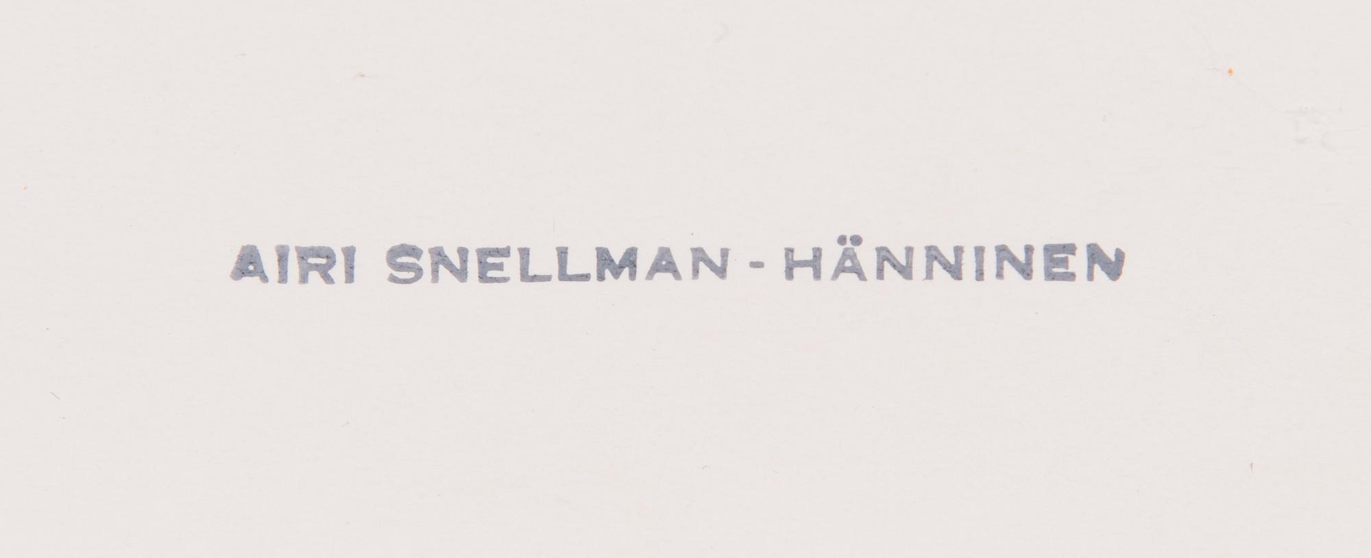 Airi Snellman-Hänninen,  alkuperäinen ryijyluonnos, sekatekniikka, leimasigneeraus.