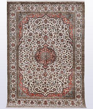 A carpet, silk Kashmir, ca 260 x 172 cm.