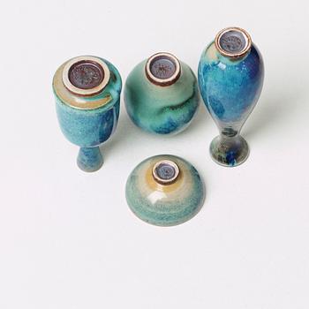 MINIATYRER, 4 st, stengods, Berndt Friberg Gustavsbergs Studio.