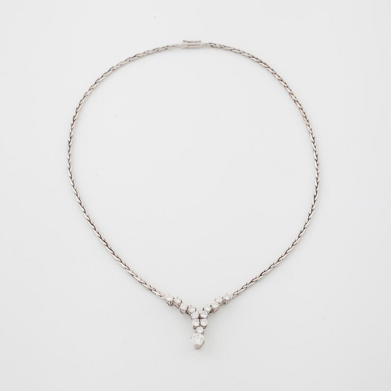 A brilliant cut diamond necklace with Swedish import mark.