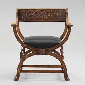 Axel Einar Hjorth, attributed to, a stained birch chair, Svenska Möbelfabrikerna Bodafors Sweden, 1920's.