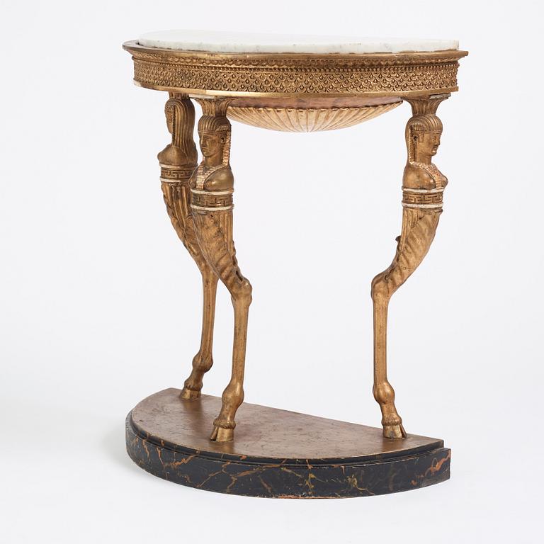A late Gustavian console table, Stockholm, around 1800.
