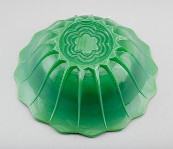 SKÅL, grönt glas, s k Pekingglas, 1900-tal.