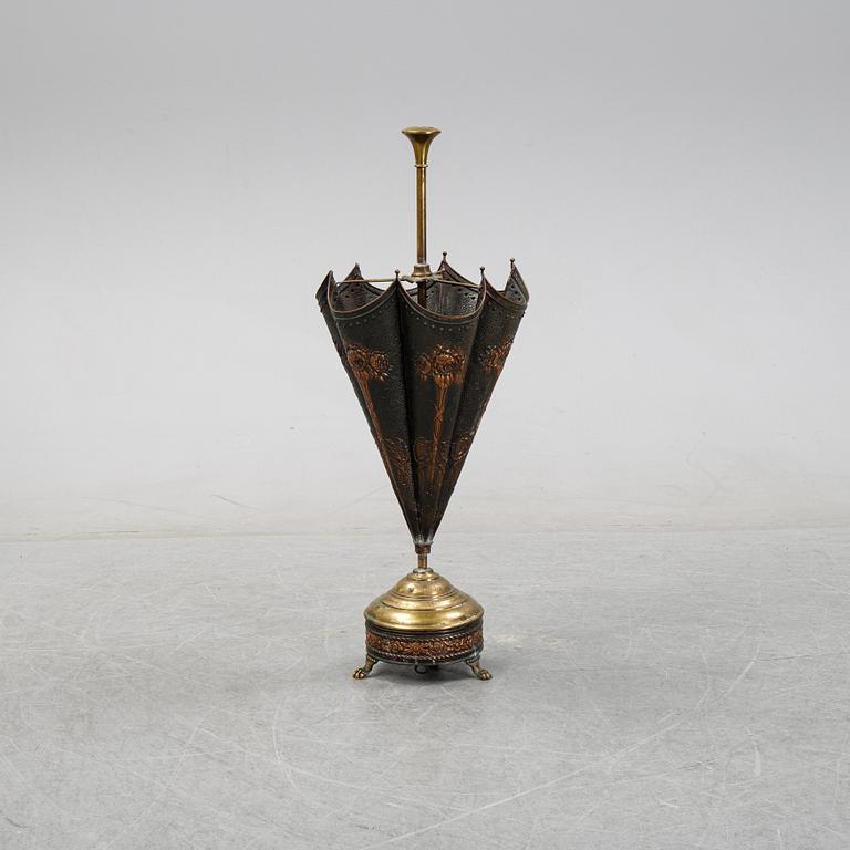 A brass and copper umbrella stand, first half of the 20th Century.