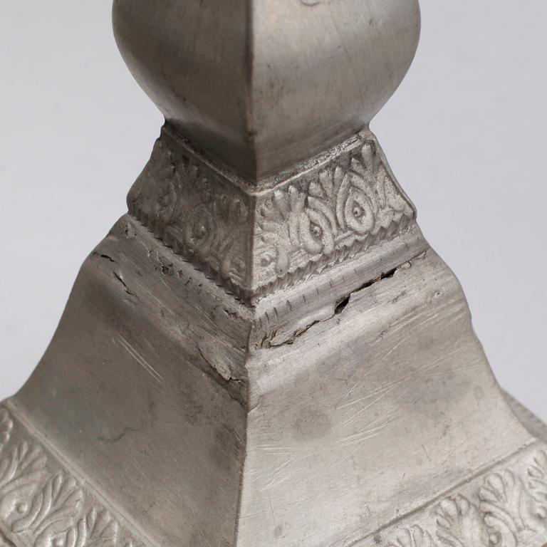 LJUSSTAKAR, 3 delar (2+1+1), tenn, 1700-/1800-tal.