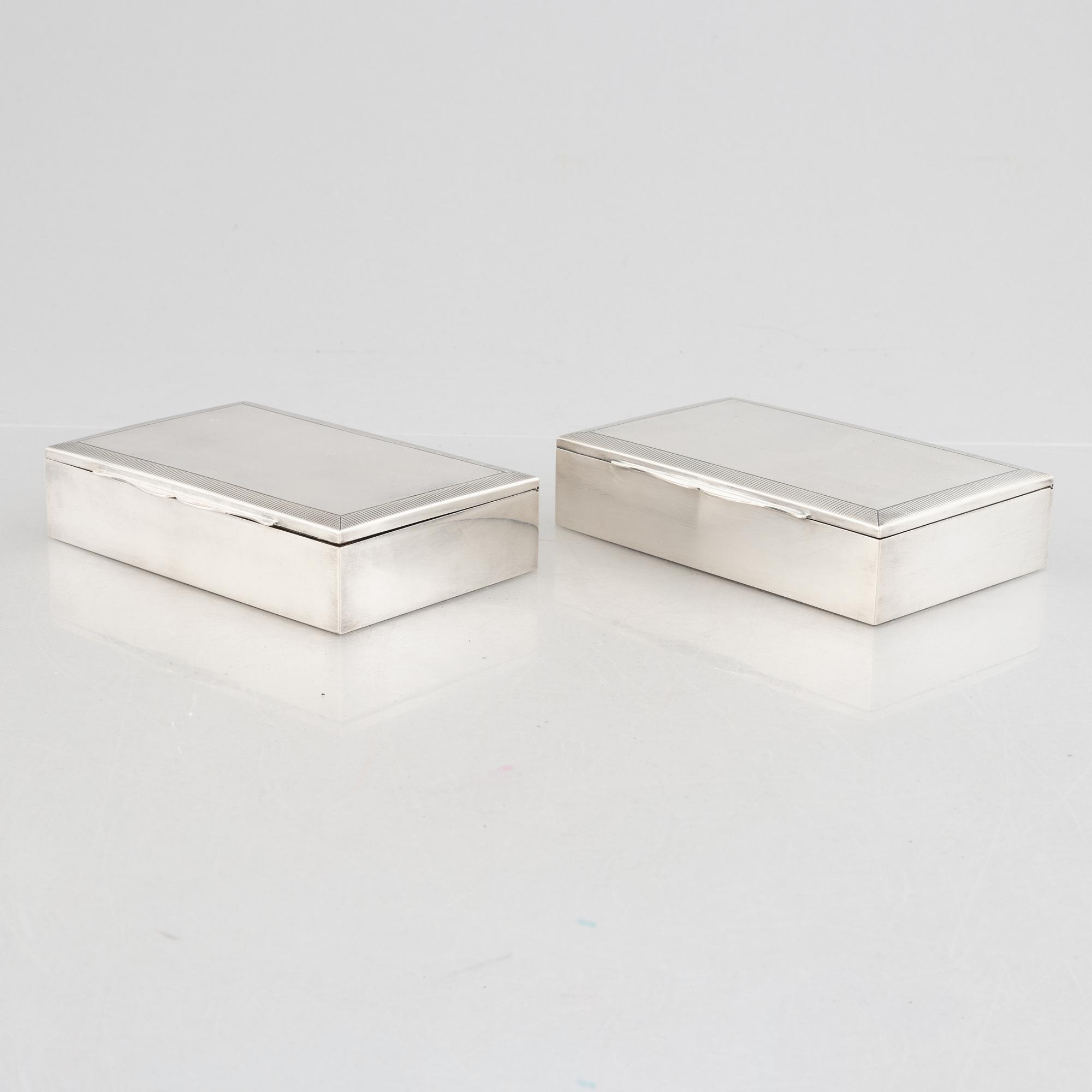 Two silver 830 cigarette cases, Swedish import marks, MEMA, circa mid-20th century.