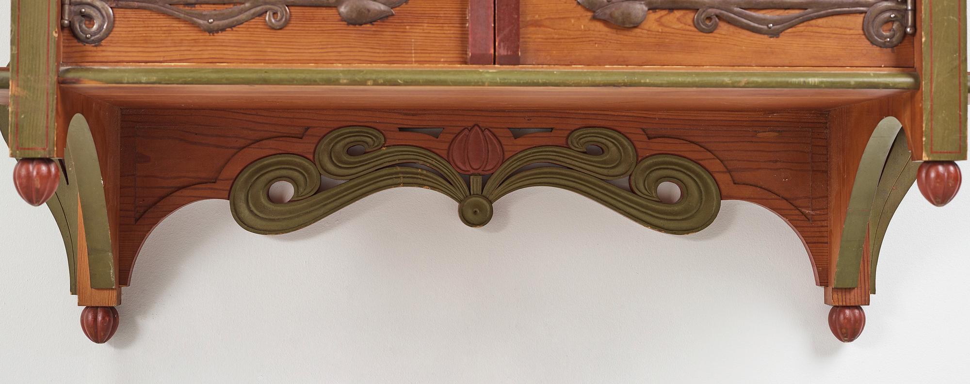 A Swedish Art Nouveau painted shelf executed by A． Lagerberg, 1897.