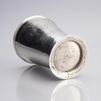 Beaker, parcel-gilt silver, probably Heinrich Meyer, Liepāja, Latvia, late 17th century.