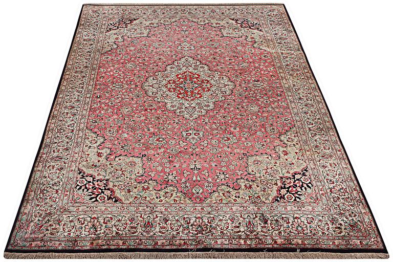 Silk Ghom carpet, c. 306 x 200 cm.